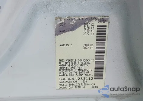 2018 Nissan Altima 2.5 S из США, поврежденный, VIN 1N4AL3AP0JC283112